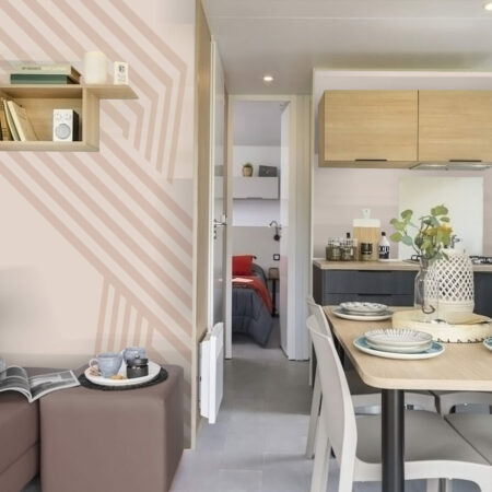 Tapisserie repositionnable personnalisée - géométrique -pas cher - mobil home - beige