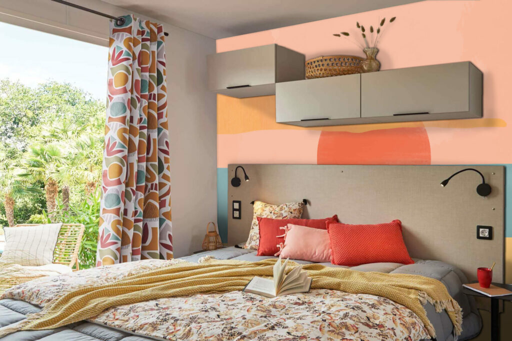 papier peint pré encollé design Sunset minimaliste pas cher mobil-home chambre