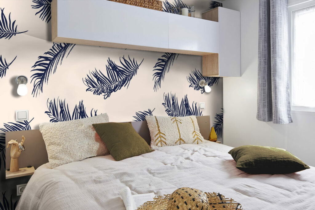 tapisserie à encoller pleine de douceur et design sur mesure livraison rapide chambre parentale bleu