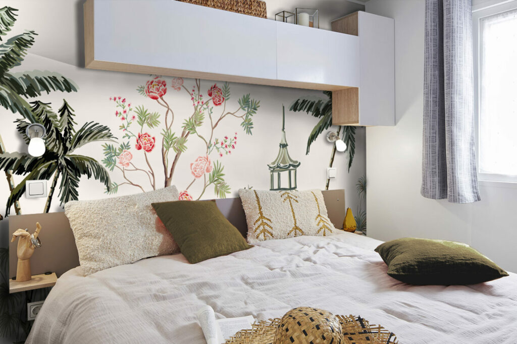 acheter collection tapisserie repositionnable vintage rétro jungle personnalisable pas cher chambre mobil home