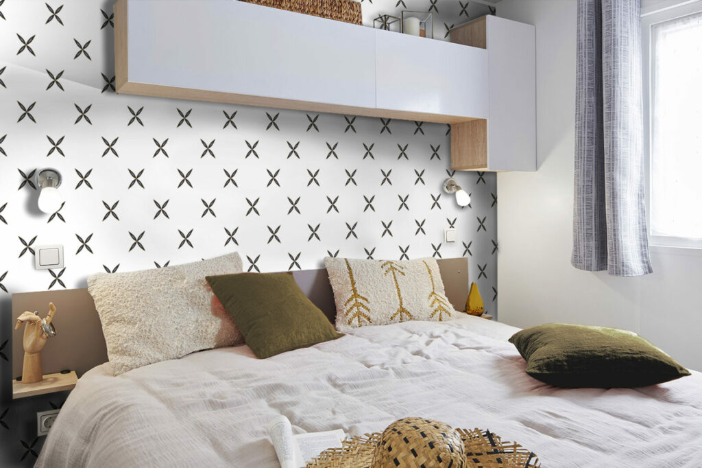 tapisserie repositionnable imprimé floral bon marché mobil home salle à manger noir