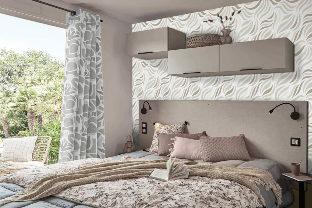 acheter une tapisserie pas cher motif floral abstrait - beige
