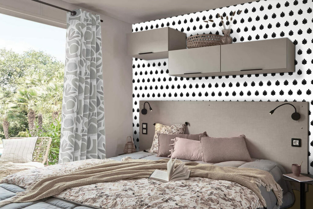 tapisserie murale motif coquillage luxe haut de gamme mobil home noir