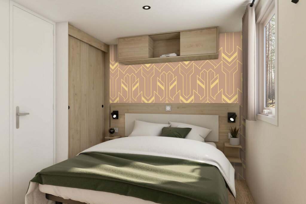 décoration murale géométrique moderne pas cher chambre - mobil home - beige or