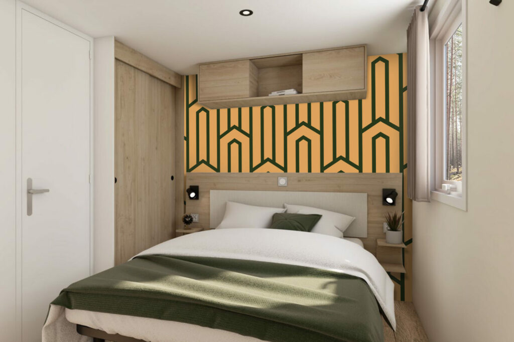 papier peint repositionnable motif géométrique à encoller abordable chambre mobil home