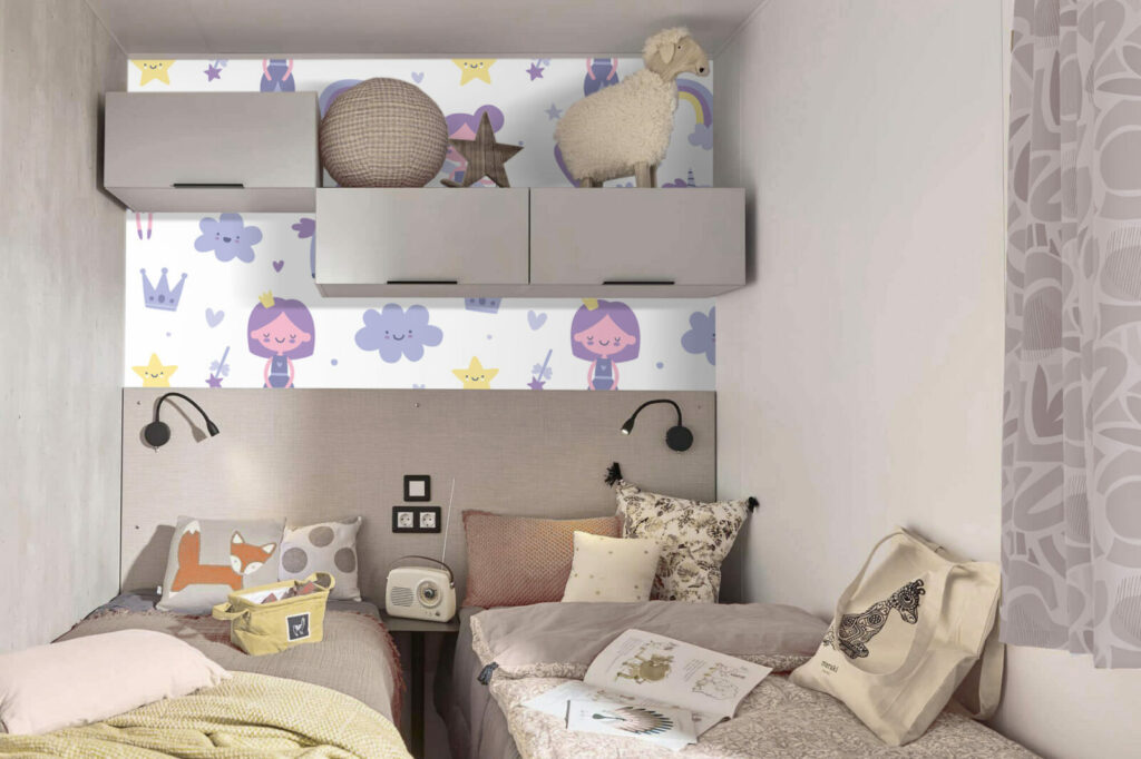 vente Papier Peint pré encollé Enfant fée Personnalisé pas cher couronne nuage - mobil home - chambre