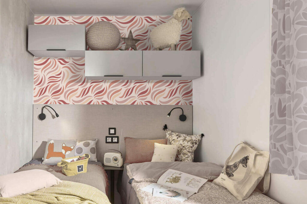 acheter une tapisserie pas cher motif floral abstrait - rose