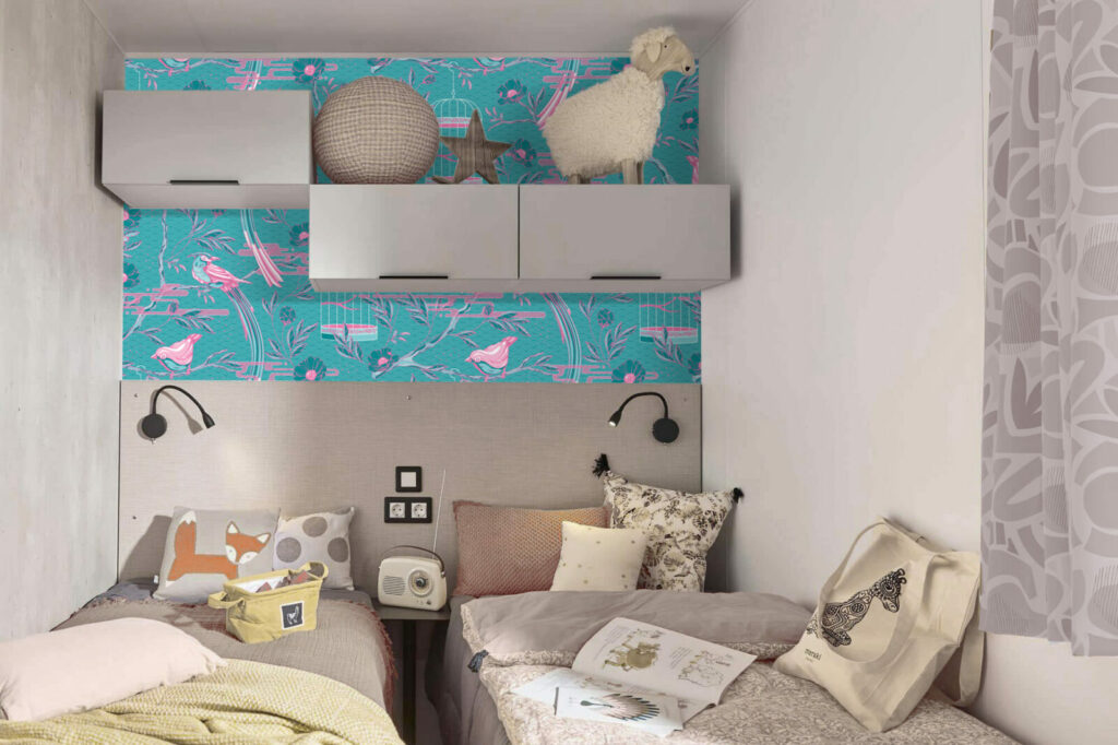 papier peint mural créatif oiseau du paradis livraison gratuite chambre mobil home turquoise
