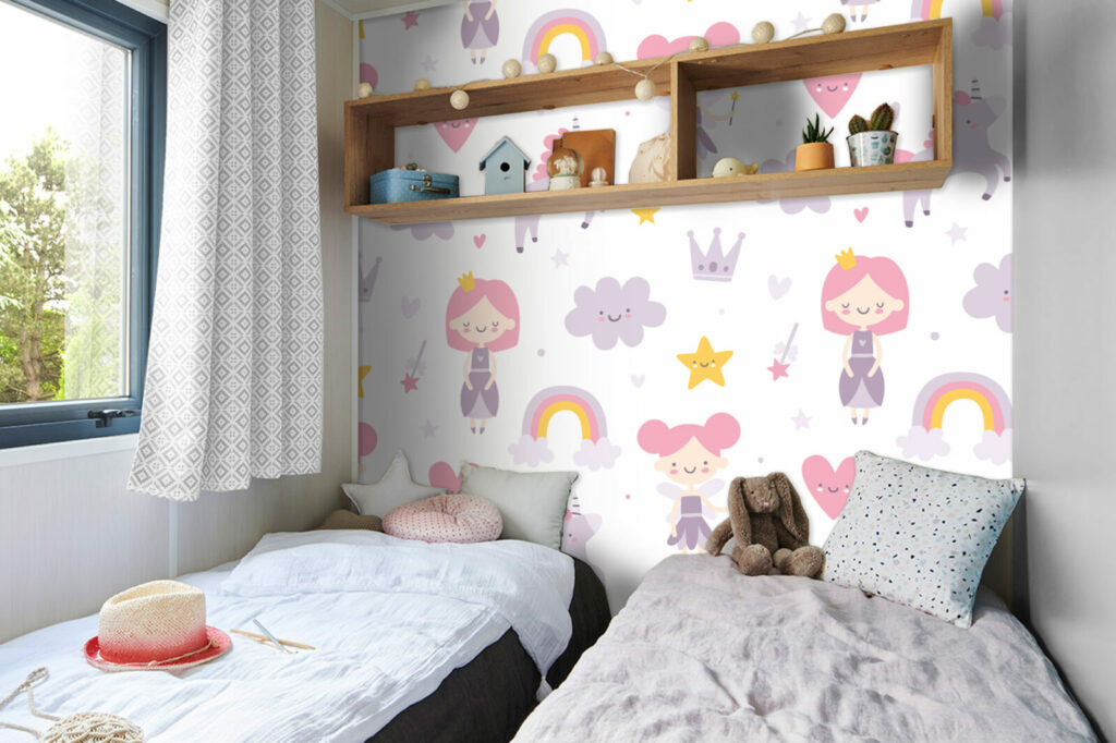 vente Papier Peint pré encollé Enfant fée Personnalisé pas cher couronne nuage - mobil home - chambre