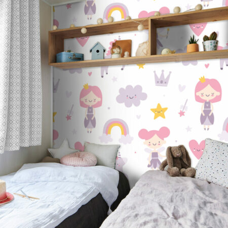 vente Papier Peint pré encollé Enfant fée Personnalisé pas cher couronne nuage - mobil home - chambre