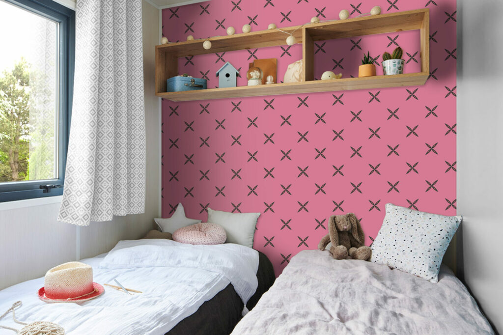 tapisserie repositionnable imprimé floral bon marché mobil home salle à manger rose