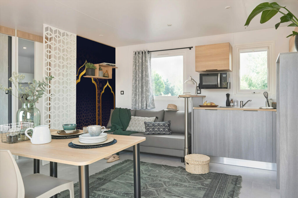 tapisserie murale panoramique oriental haut de gamme salon - bleu