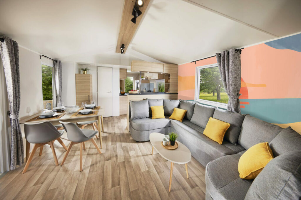 papier peint pré encollé design Sunset minimaliste pas cher mobil-home salle à manger