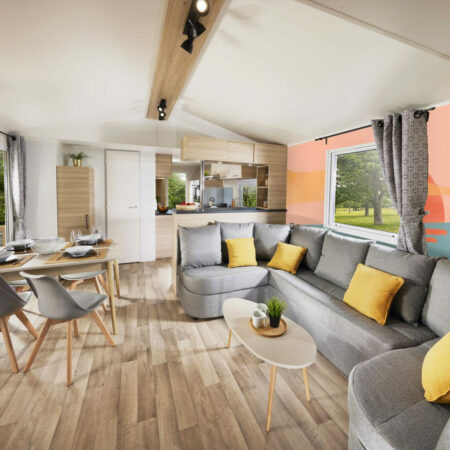 papier peint pré encollé design Sunset minimaliste pas cher mobil-home salle à manger