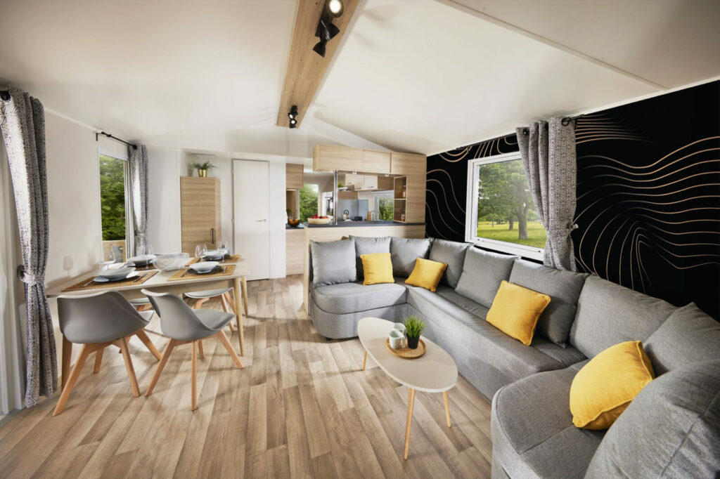 papier peint pré encollé tendance minimaliste de ligne et ondulation pas cher mobil home de camping noir