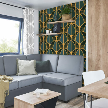 tapisserie pré encollée géométrique art déco pas cher mobil home salle à manger