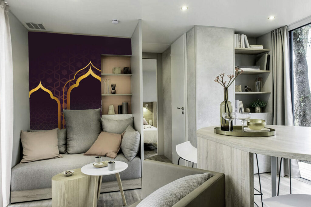 tapisserie murale panoramique oriental haut de gamme salon - prune