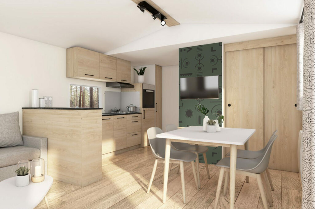 tapisserie a encoller murale motif ethnique moins cher wellpaper mobil home salle à manger vert