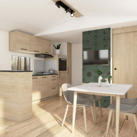 tapisserie a encoller murale motif ethnique moins cher wellpaper mobil home salle à manger vert