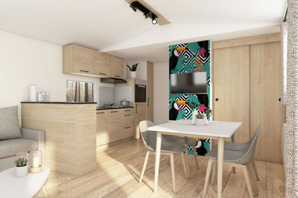 décoration murale autocollante motif toucan tropical design au meilleur prix salle à manger mobil-home