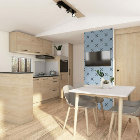 tapisserie repositionnable imprimé floral bon marché mobil home salle à manger bleu