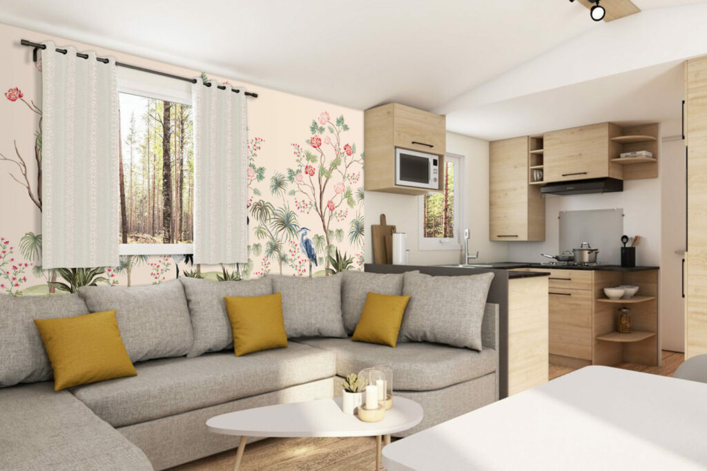 décoration murale style japendi floral tendance pas cher salon de mobil home