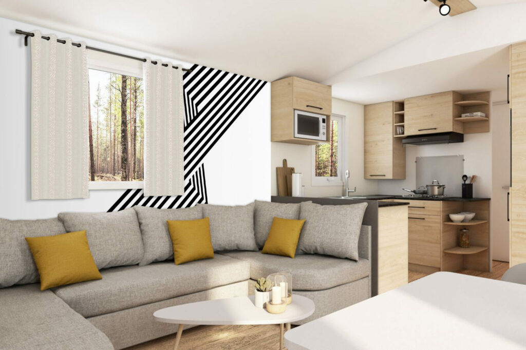 Tapisserie repositionnable personnalisée - géométrique -pas cher - mobil home - noir et blanc