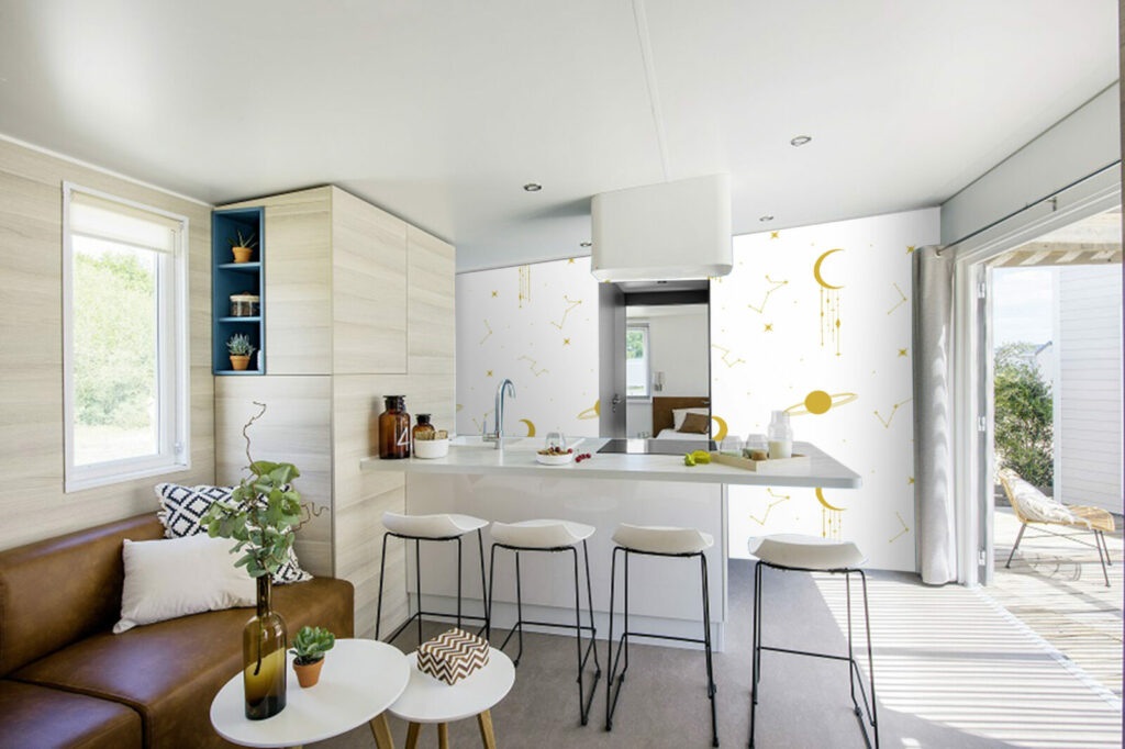 tapisserie pré encollé Galaxy intemporel pas cher - mobil home - ocre