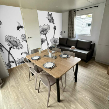 papier peint panoramique floral tournesol champêtre au meilleur prix salon de mobil home camping