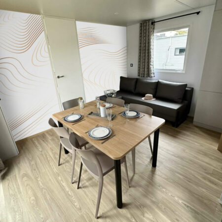 papier peint pré encollé tendance minimaliste de ligne et ondulation pas cher mobil home de camping - blanc