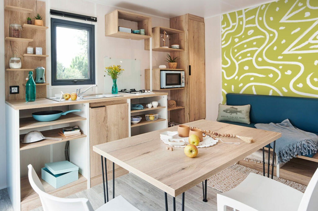 décors muraux style ethnique abstrait moins cher mobil-home moutarde