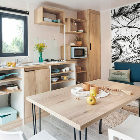 tapisserie à encoller vague japonisante moderne sur-mesure livraison rapide mobil home noir