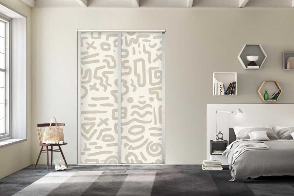 vente de collection murale abstraite tendance sur-mesure pas cher portes de placard coulissantes beige