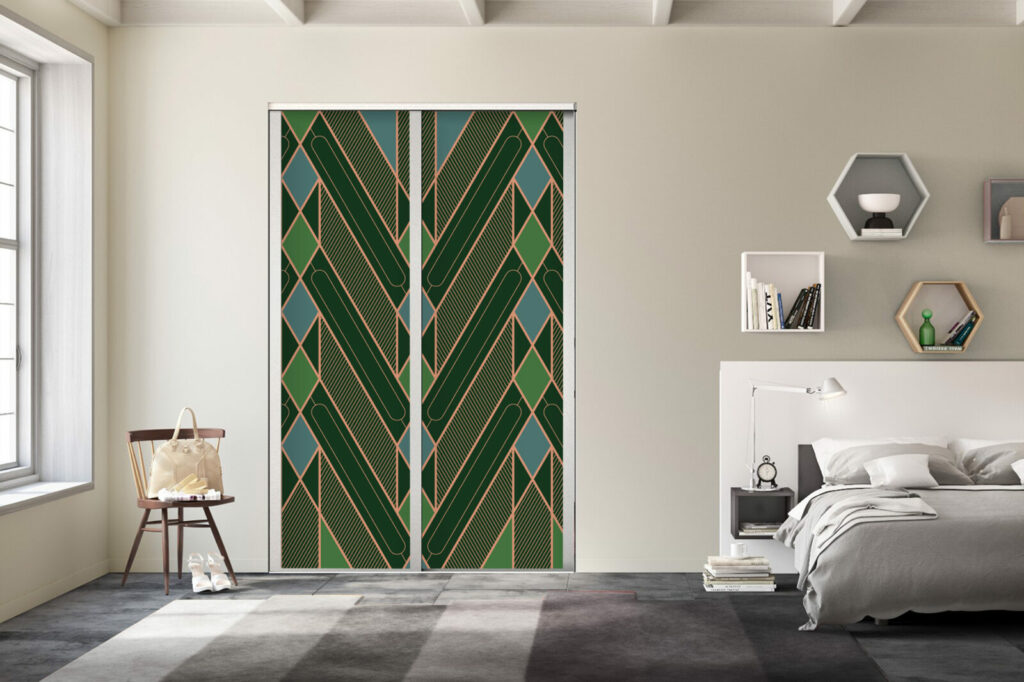 tapisserie repositionnable géométrique rétro personnalisé abordable maison chambre parentale portes de placard