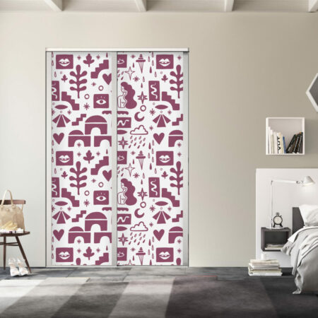 fresque mural de formes abstraites style Mathisse haut de gamme - bleu - portes de placard