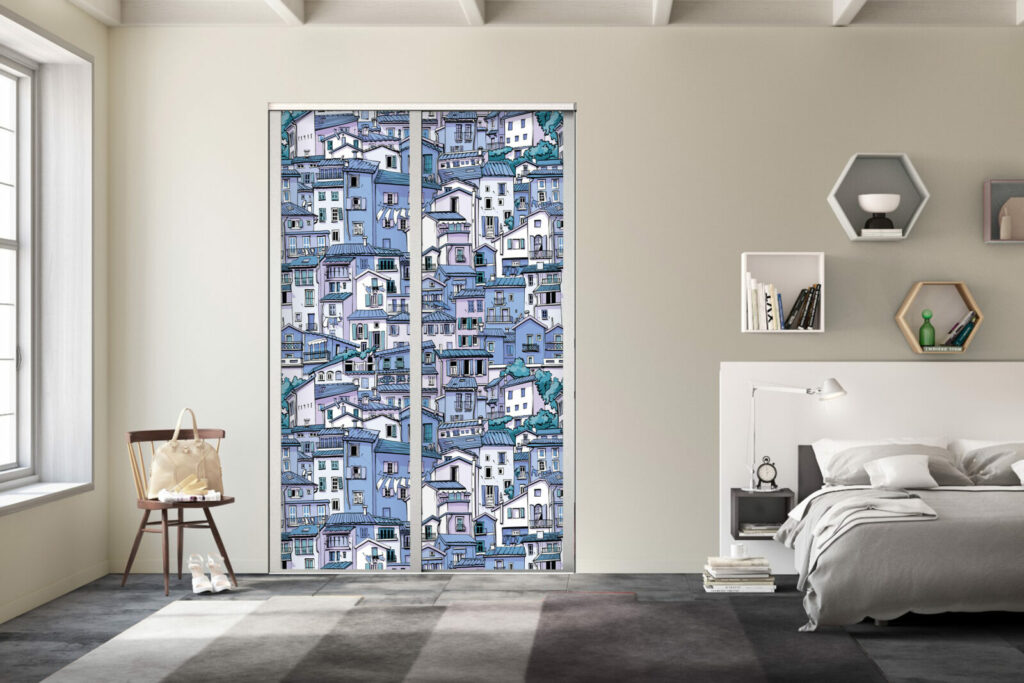 papier peint à encoller haut de gamme village pas cher - bonne qualité - portes de placard