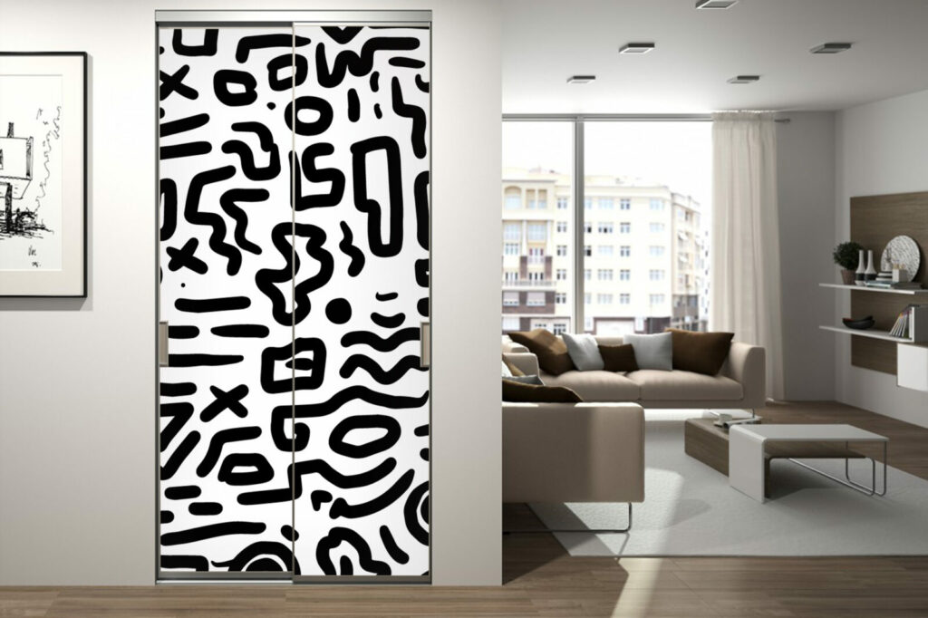 vente de collection murale abstraite tendance sur-mesure pas cher portes de placard noir