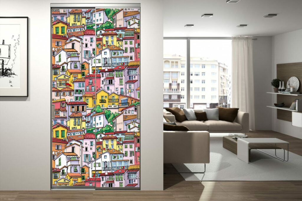 papier peint à encoller haut de gamme village pas cher - bonne qualité - portes de placard