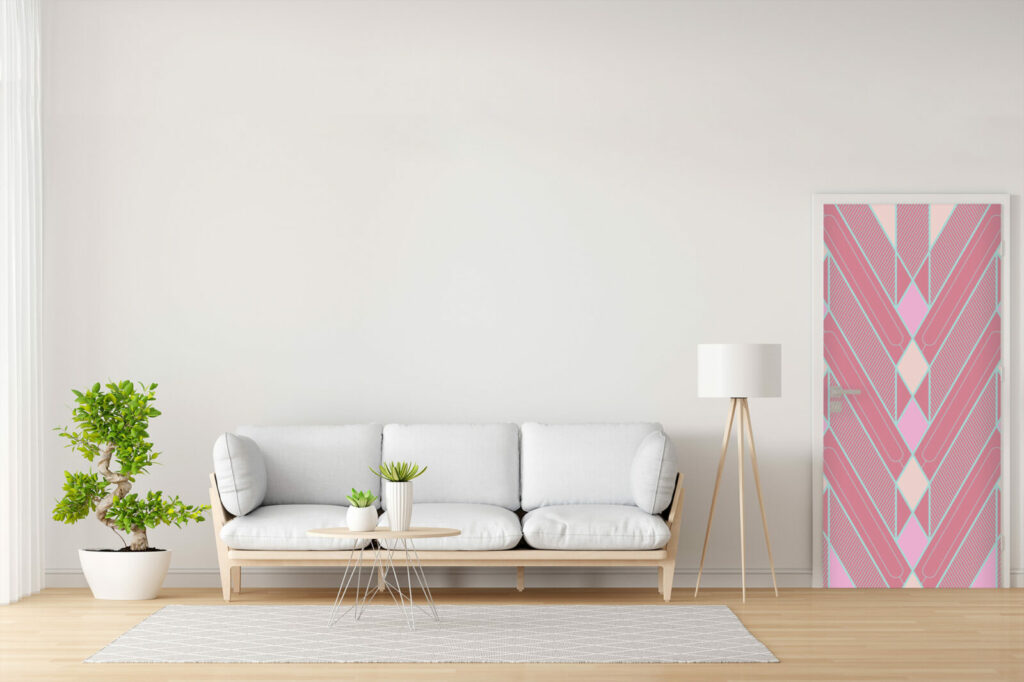 tapisserie repositionnable géométrique rétro personnalisé abordable maison chambre parentale porte