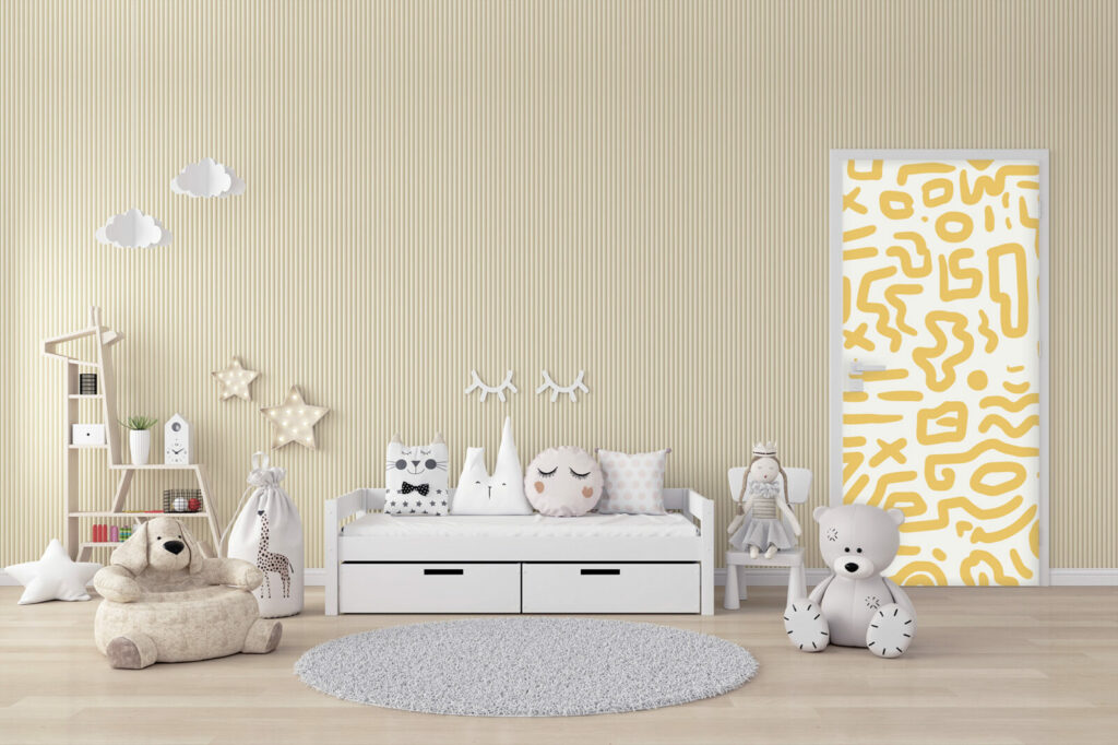 vente de collection murale abstraite tendance sur-mesure pas cher portes ocre