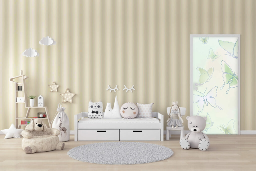 Vinyle repositionnable sur mesure pour porte motif papillon vert haut de gamme