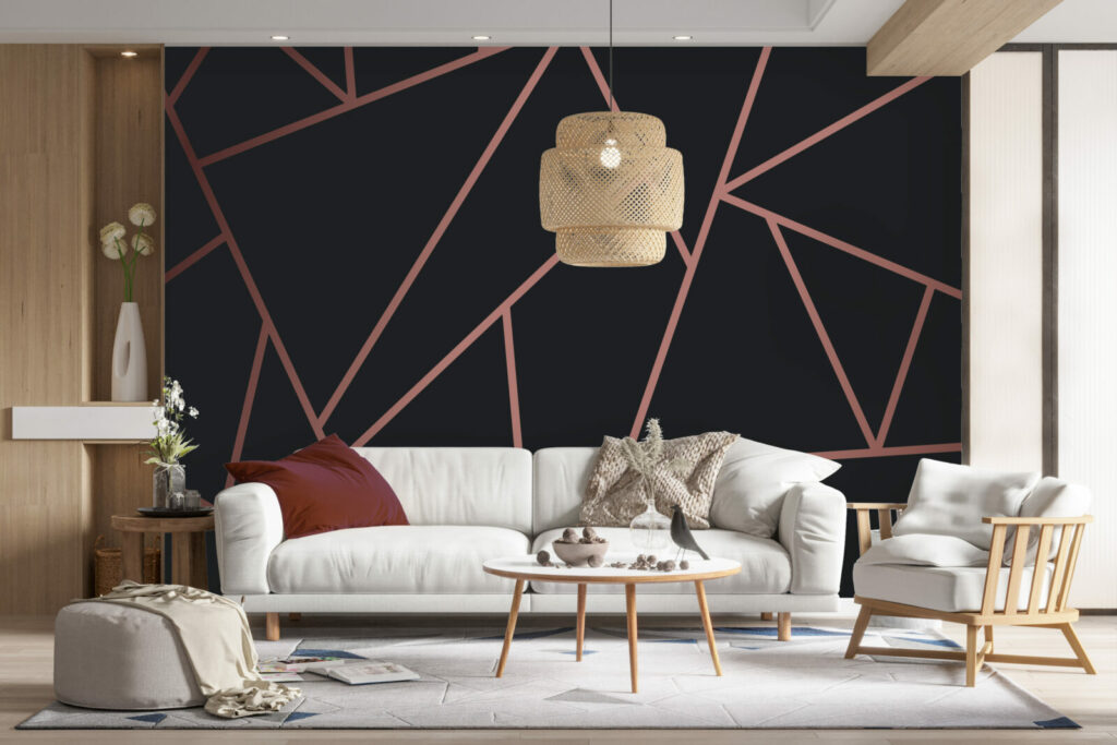 Papier peint pré encollé personnalisé géométrique pas cher haut de gamme salon