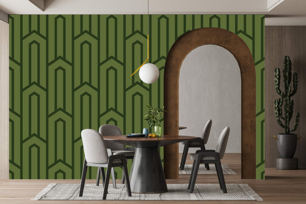 papier peint repositionnable motif géométrique à encoller abordable salle à manger