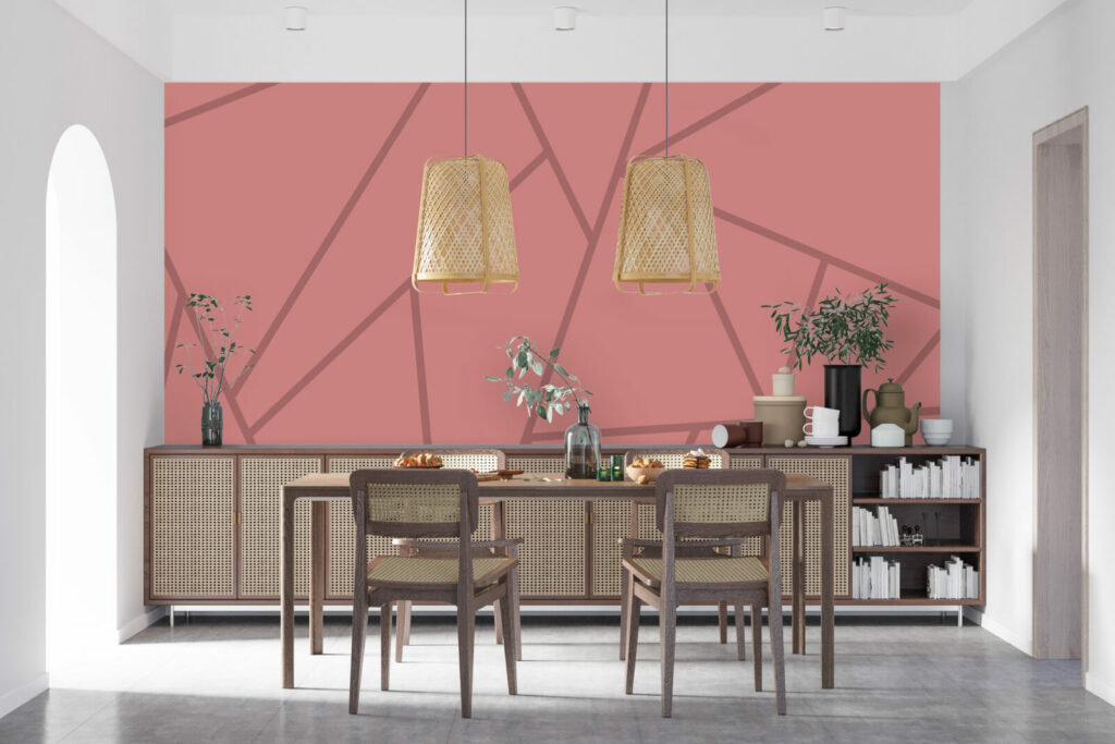 Papier peint pré encollé personnalisé géométrique pas cher haut de gamme salle à manger