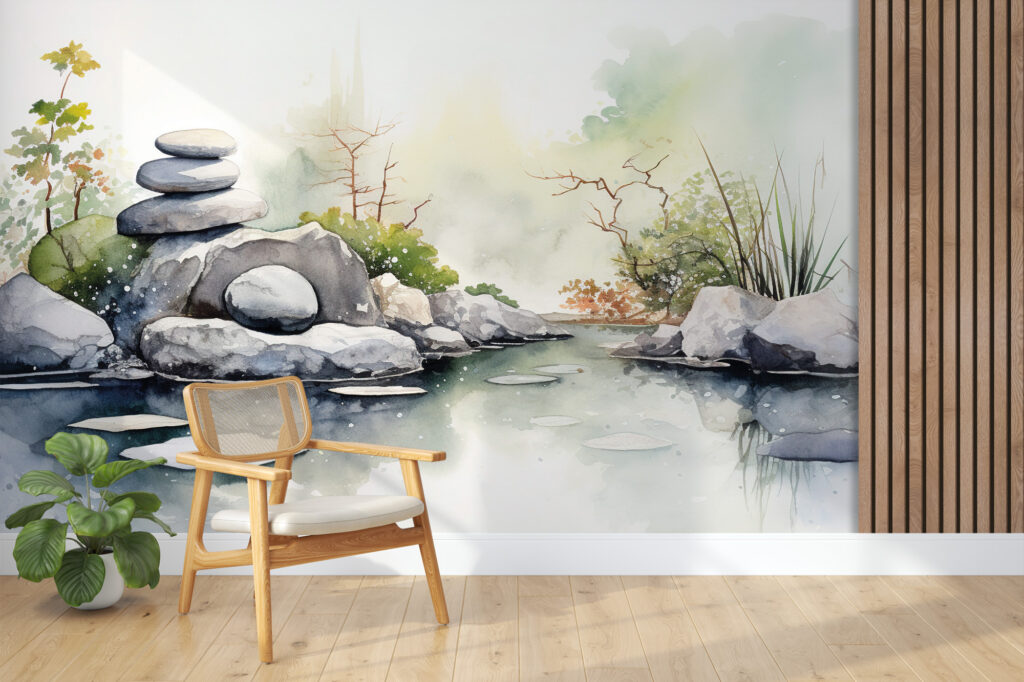 papier peint rivière zen Mambo Deco Panoramiques tendances