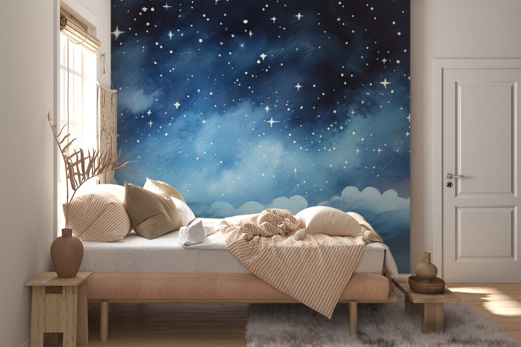 Papier Peint Photo 3D – Ciel Nocturne Bleu-noir – 855 – Neuf