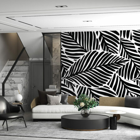 papier peint feuillage monochrome