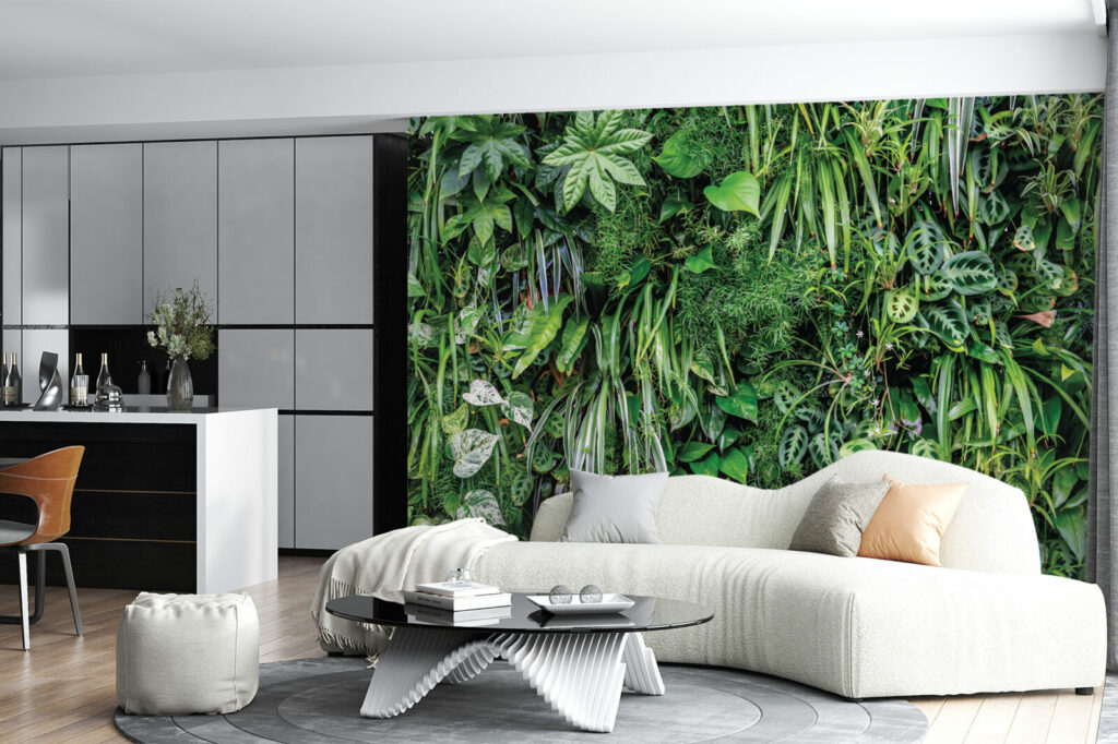 Ce papier peint de mur végétal ultra réaliste est une solution idéale pour transformer n'importe quelle pièce en un véritable jardin intérieur.