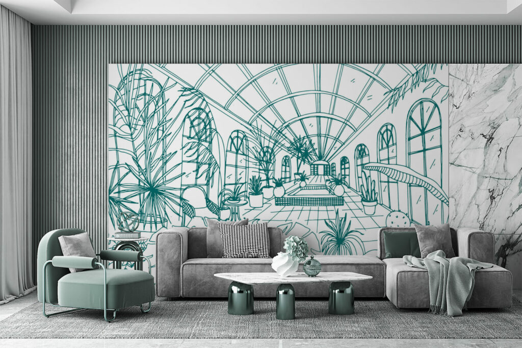 papier peint serre végétale