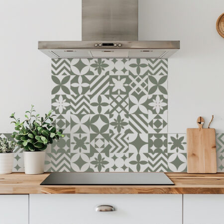 Transformez facilement votre intérieur avec notre crédence autocollante au design moderne inspiré des carreaux de ciment.